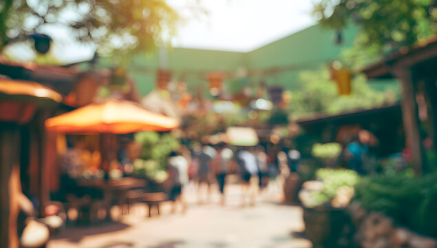 A vintage-themed Abstract image of a theme park in the daytime, with a bokeh effect for the background.