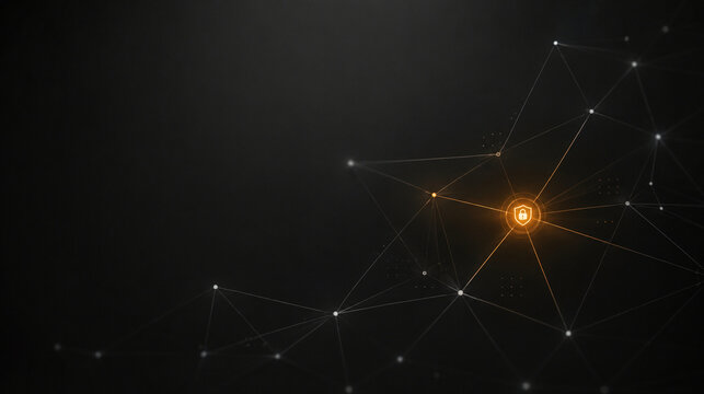 R&eacute;seau num&eacute;rique s&eacute;curis&eacute; avec n&oelig;ud lumineux orange
