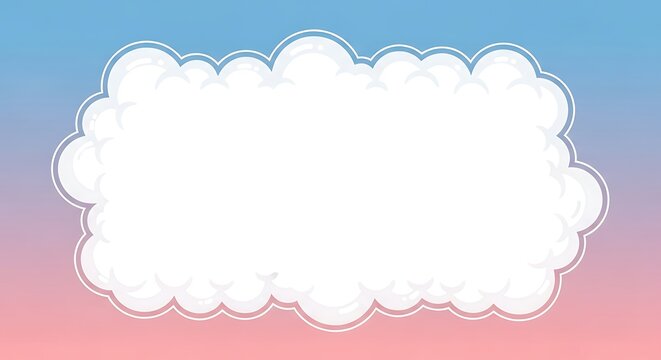 Blank white cloud shape border on gradient sky background