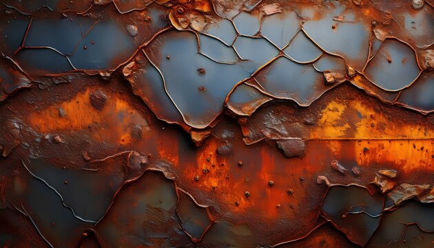 severely corroded metal surface with peeling layers and rust