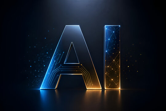 Futuristic AI Lettering with Glowing Digital Technology Design