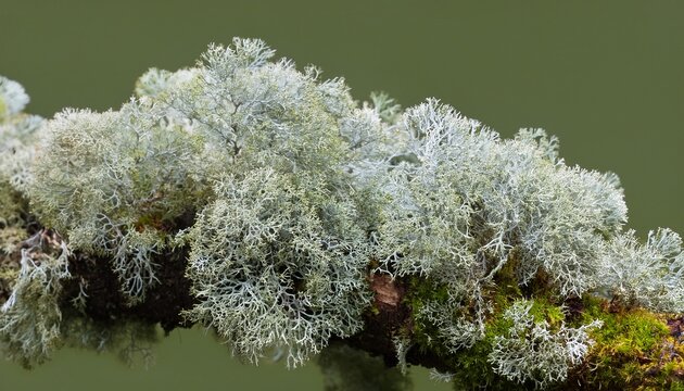 oakmoss lichen with short bushy branches and a pale greenish gray color