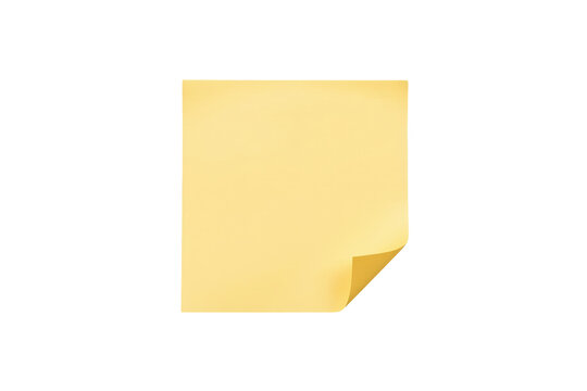 Blank square yellow sticky note isolated on transparent background