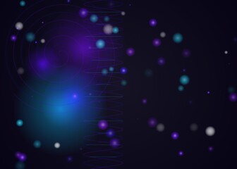 Fototapeta premium Abstract Background Featuring Glowing Particles and Neon Light Orbs in Deep Space