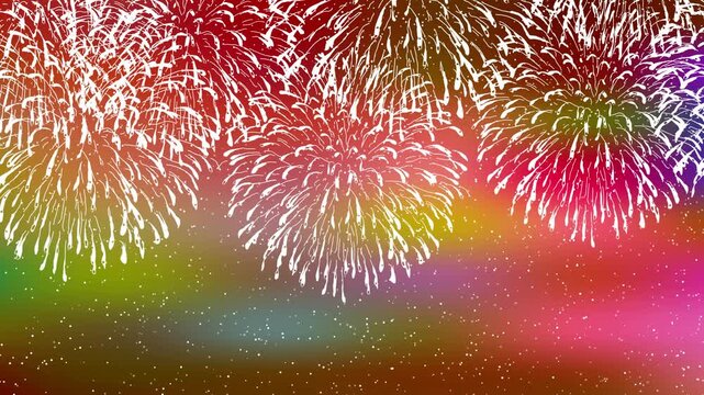 Vibrant Fireworks Display in Night Sky 4K