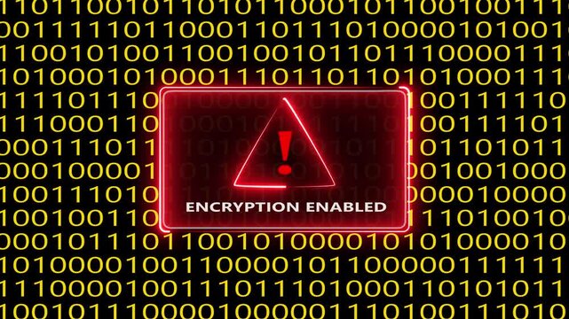 Warning message for encryption enabled data security and computer binary code loop.