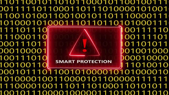 Digital alert security warning with binary code motion graphic footage.