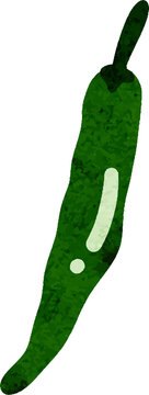 Green chili pepper with textured watercolor style