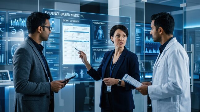 Healthcare Professionals Collaborate On Evidence Based Medicine Data