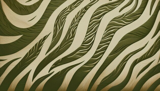 olive green zebra print pattern on cream background animal skin design