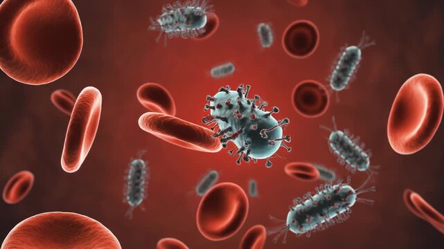 Microscopic Bacteria and Blood Cells 4K Generative AI