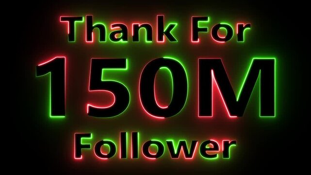 Neon sign displaying thank you with follower count progressing across three frames social