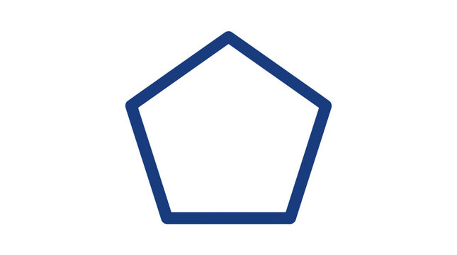 Minimalist Blue Outline of a Pentagonal Shape