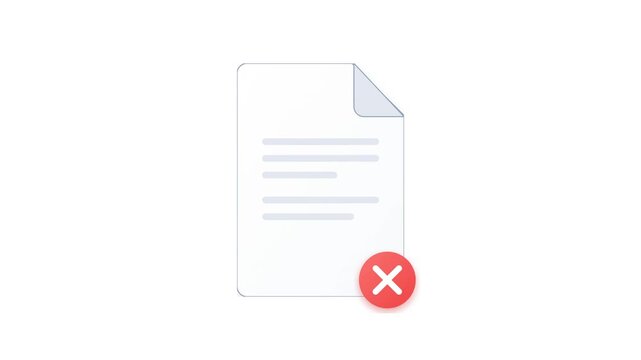 Document icon showing a red cross mark for error or deletion