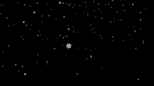 Falling snow animation on transparent background. 4K Video motion animation.