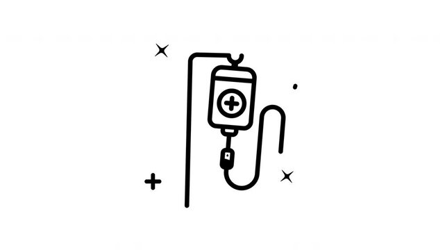 Simple infusion icon animation featuring medical intravenous fluid bags for medical care visuals with transparent background. Ideal for healthcare websites, app designs, and presentations.