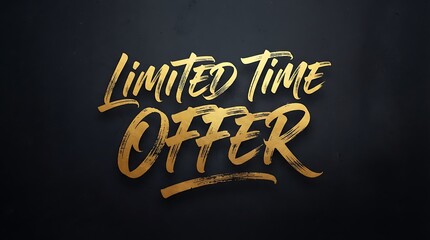 Obraz premium Elegant gold lettering for a limited time offer promotion on a dark background.
