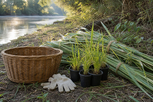 河川敷の外来植物除去準備