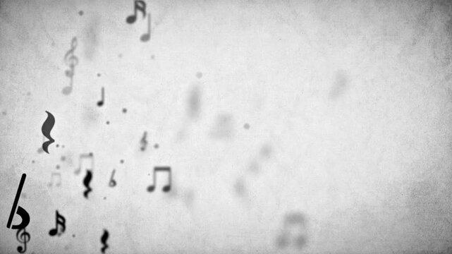 Vintage Abstract Musical Notes Floating on Textured Paper Background