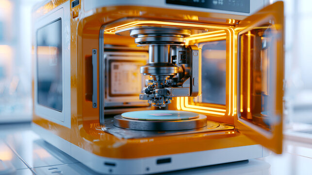 Advanced semiconductor wafer lithography machine in high-tech laboratory