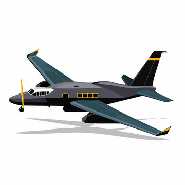 Modern black private jet plane side view.
