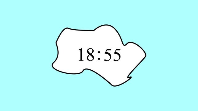 Countdown timer showing time passing from eighteen sixty down to eighteen one on light blue background with simple black contour shape representing concept of expiring period.