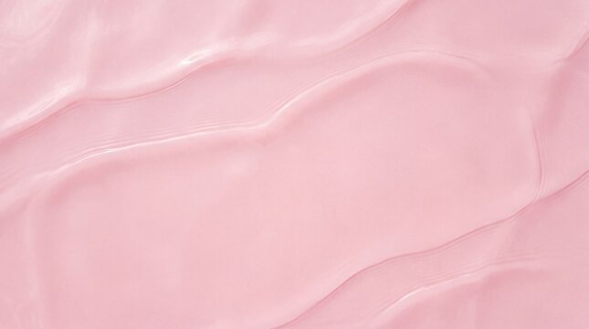 Pink micellar water or liquid texture with waves framing empty copy space