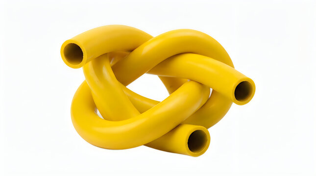 Yellow rubber pipe connector with three curved ends for joining tubes