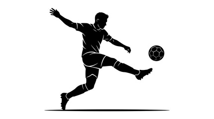 Fototapeta premium Silhouette of a soccer player kicking a ball in motion