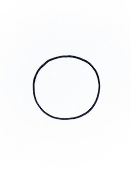 A minimalist hand drawn black circle centered conveying simplicity, balance and geometric form. Ideal for design, backgrounds, abstraction and minimal compositions.