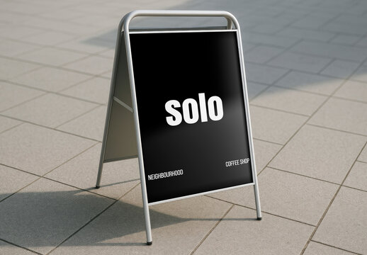 Minimalist Coffee Shop Sidewalk Sign Mockup PSD