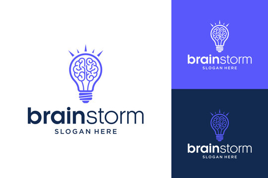 Creative Brain Idea Light Bulb Logo Symbol for Brainstorming Business Innovation and Intelligence