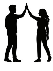 Fototapeta premium Business People High Five Silhouette Vector Isolated on White Background