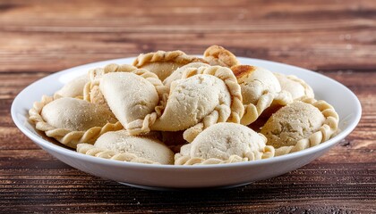 Fototapeta premium Traditional Homemade Pierogi Served on a White Plate
