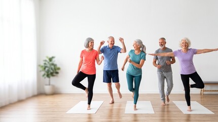 Obraz premium Energetic senior group promoting healthy aging and wellness