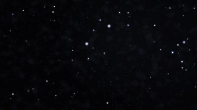 Ethereal dark space background with shimmering ice white stars and tranquil cosmic nebula clouds motion