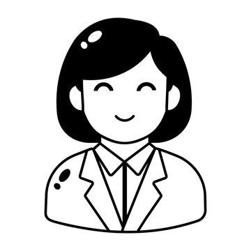 Glyph female physician avatar wearing a white medical coat.
