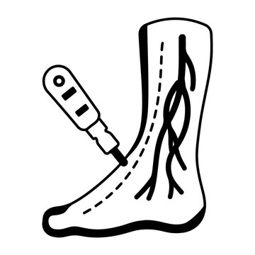 Glyph lower-leg icon showing a surgical procedure on the calf.