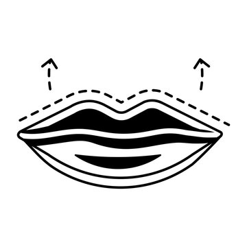 Glyph lips icon with upward arrows showing a cosmetic lift.