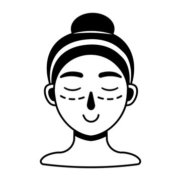 Glyph female face icon showing cosmetic lifting beneath the eyes.