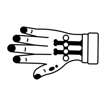 Glyph hand icon showing wrist fixation hardware and surgical markings.