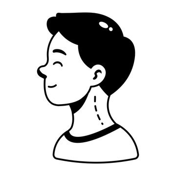 Glyph side-profile icon showing a cosmetic neck lifting procedure.