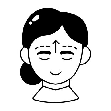 Glyph female face icon showing lifted eyebrow areas after cosmetic treatment.