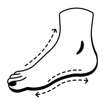 Glyph foot icon showing alignment correction with a dotted contour.