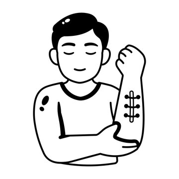 Glyph male icon showing a marked surgical area on the upper arm.