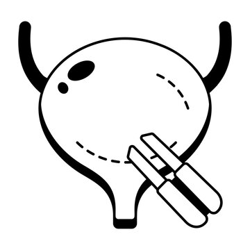 Glyph bladder icon showing a surgical procedure with an instrument.