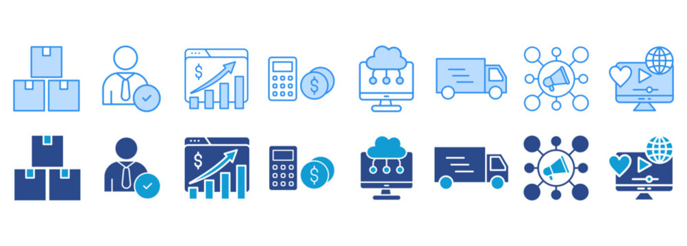 Banner 4P marketing mix icon pack dual tone collection set.. Product and promotion  Vector Illustration Concept 