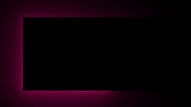 Rectangular frame with a glowing magenta neon border surrounding a dark black center area for text or placement on a dark background surface