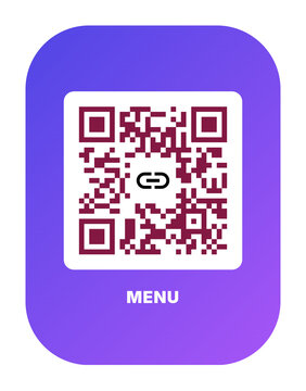 Modern QR Code with Menu Text and Link Icon