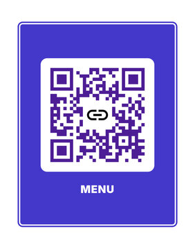 Modern Digital Menu QR Code Display with Link Icon for Contactless Ordering Technology